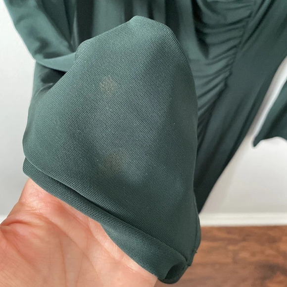 Dark Green Bebe Fitted Long Sleeve Midi Dress - Picture 5 of 6